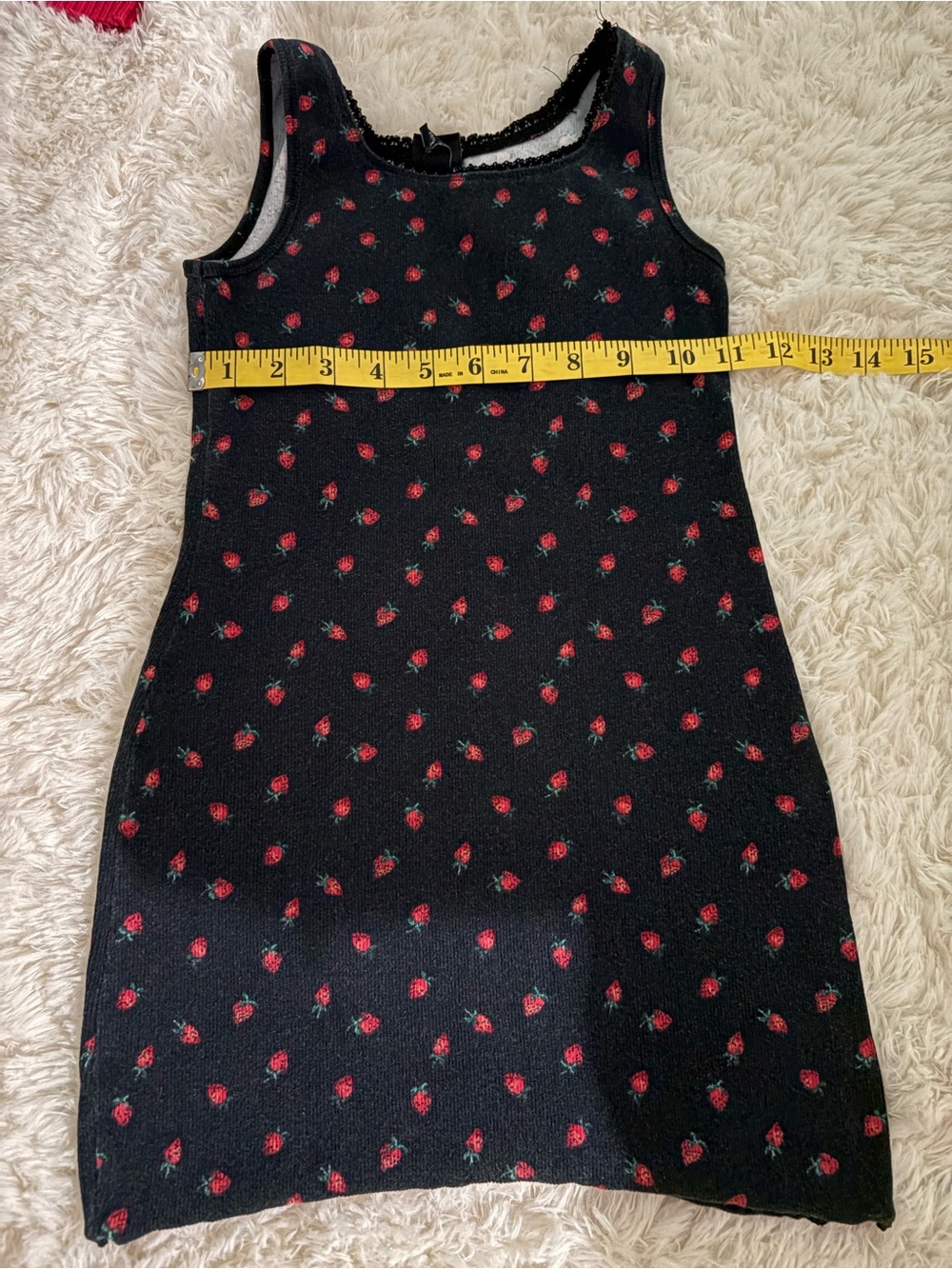art class Black Tank with Red Strawberry Print